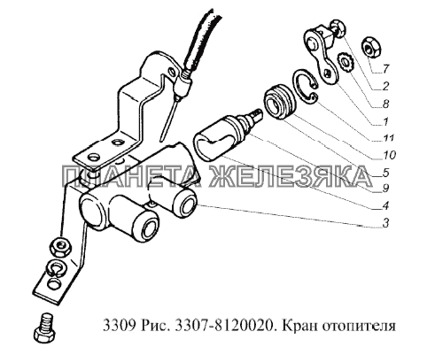 Кран отопителя ГАЗ-3309 (Евро 2)